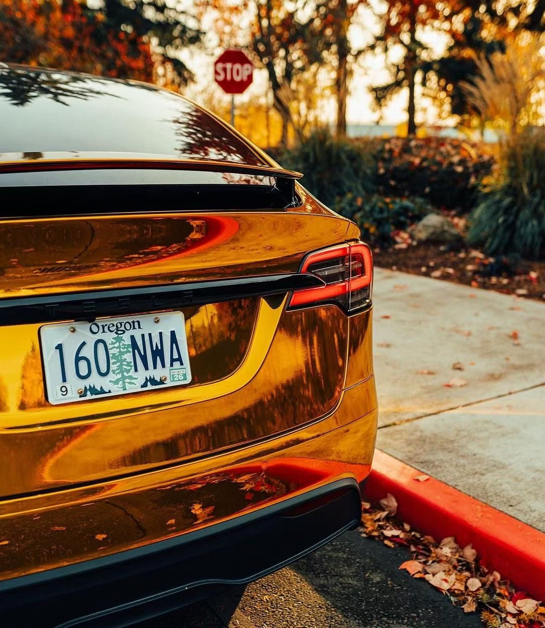 Tesla|Mirror Chrome Gold Vinyl Wrap|Eowrap