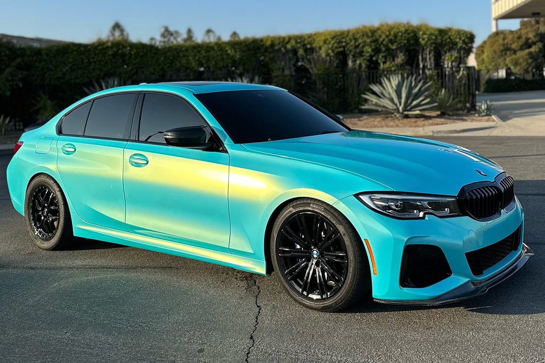 Candy metallic neon ice blue vinyl wrap finish example