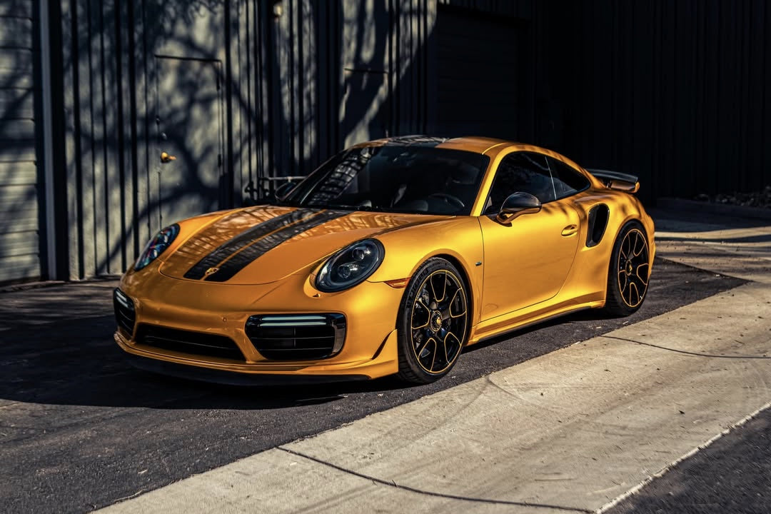 Gloss metallic golden yellow vinyl wrap finish example