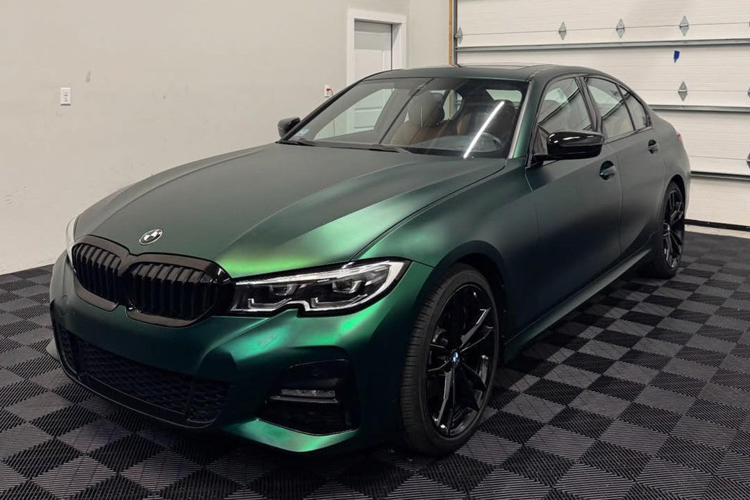 Satin Chrome Venom Green vinyl wrap finish example