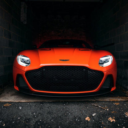 Aston Martin DBS|High Glossy Reddish Orange Vinyl Wrap|Eowrap