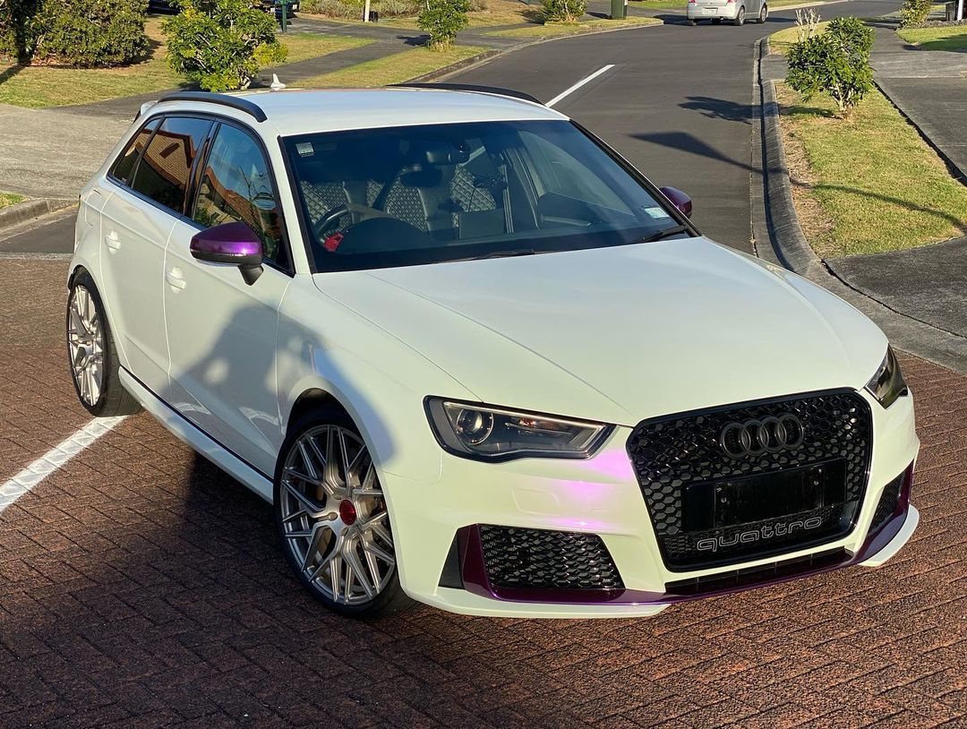 Audi RS3|Matte White Purple Vinyl Wrap|Eowrap