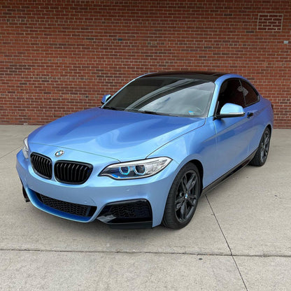 BMW 2 Series|Glossy Metallic Silver Lake Blue Vinyl Wrap|Eowrap