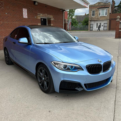 BMW 2 Series|Glossy Metallic Silver Lake Blue Vinyl Wrap|Eowrap