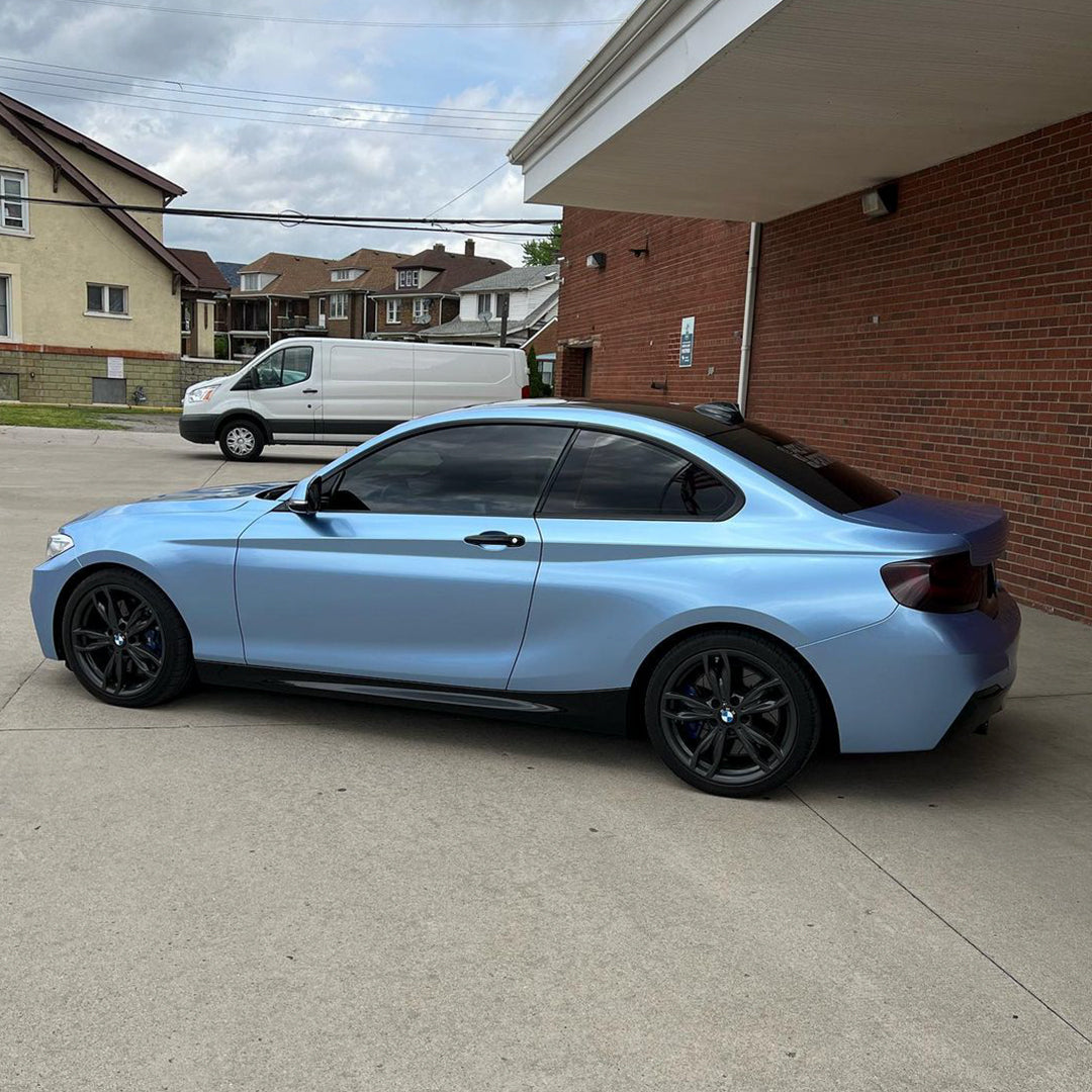 BMW 2 Series|Glossy Metallic Silver Lake Blue Vinyl Wrap|Eowrap