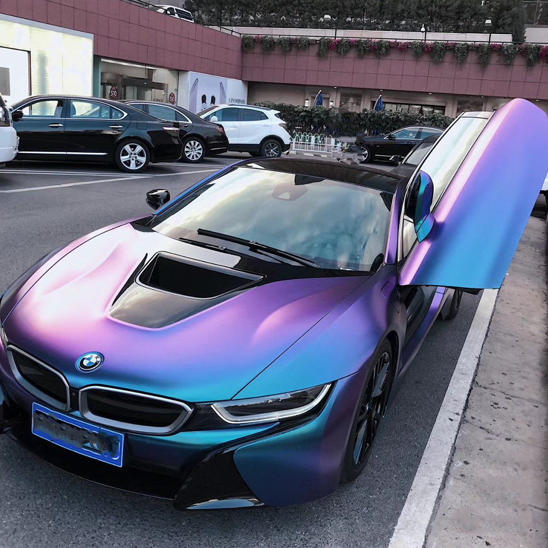 BMW i8|Glitter Metallic Diamond Purple Blue Wrap|Eowrap