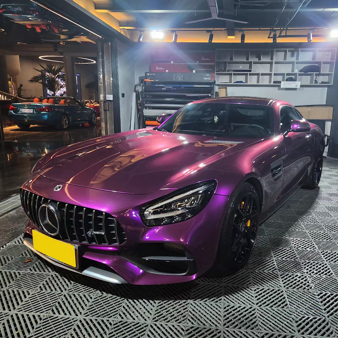 Benz AMG|Glossy Metallic Grape Purple Vinyl Wrap|Eowrap