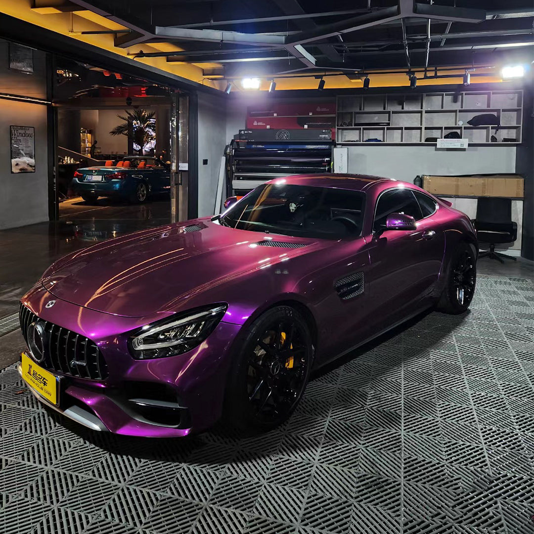 Benz AMG|Glossy Metallic Grape Purple Vinyl Wrap|Eowrap