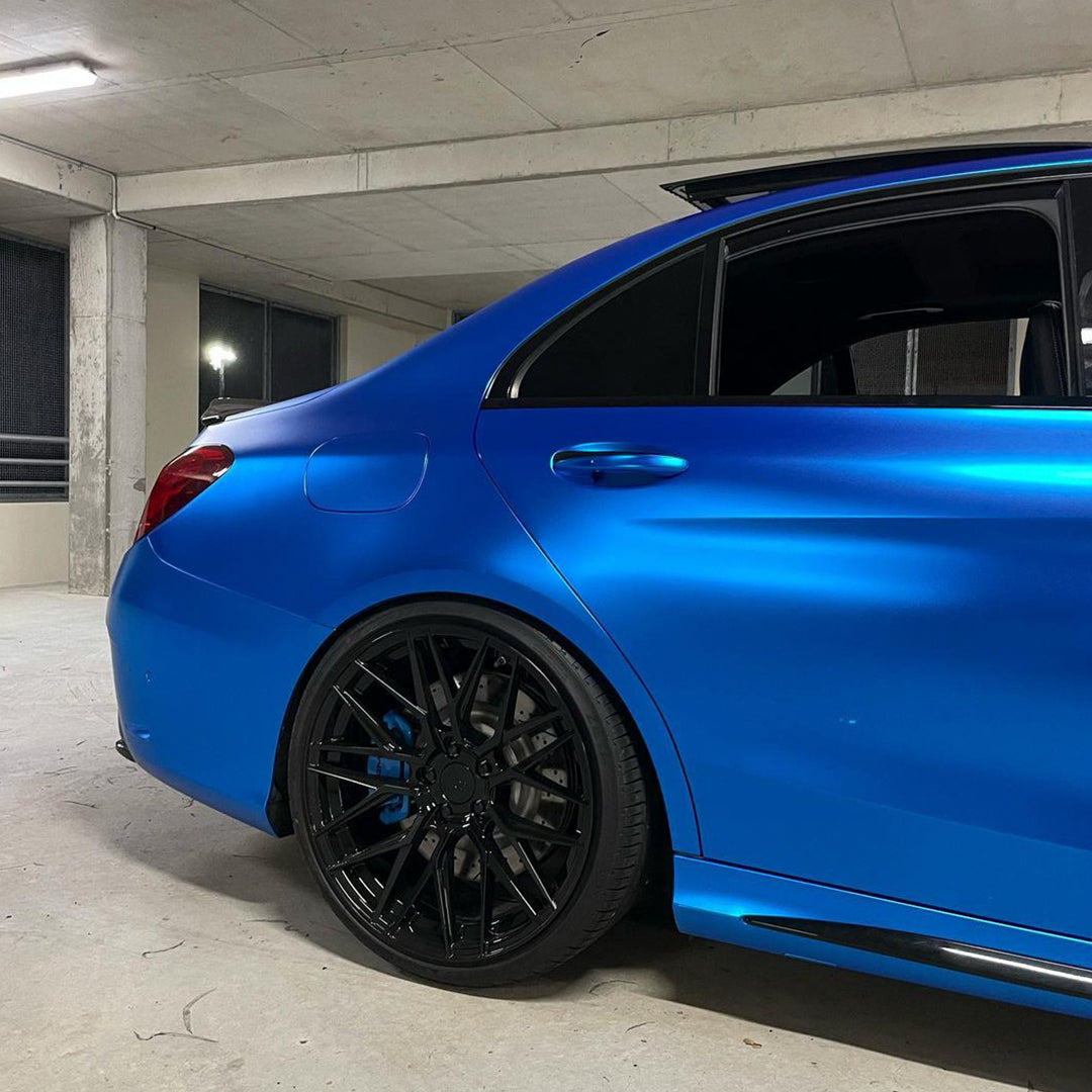 Benz AMG|Satin Chrome Blue Vinyl Wrap|Eowrap