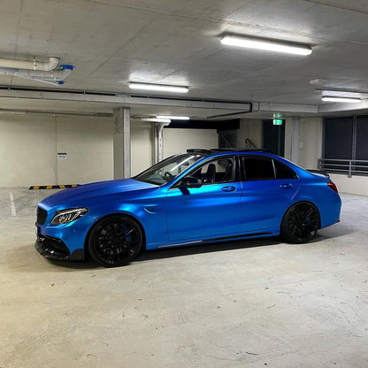 Benz AMG|Satin Chrome Blue Vinyl Wrap|Eowrap