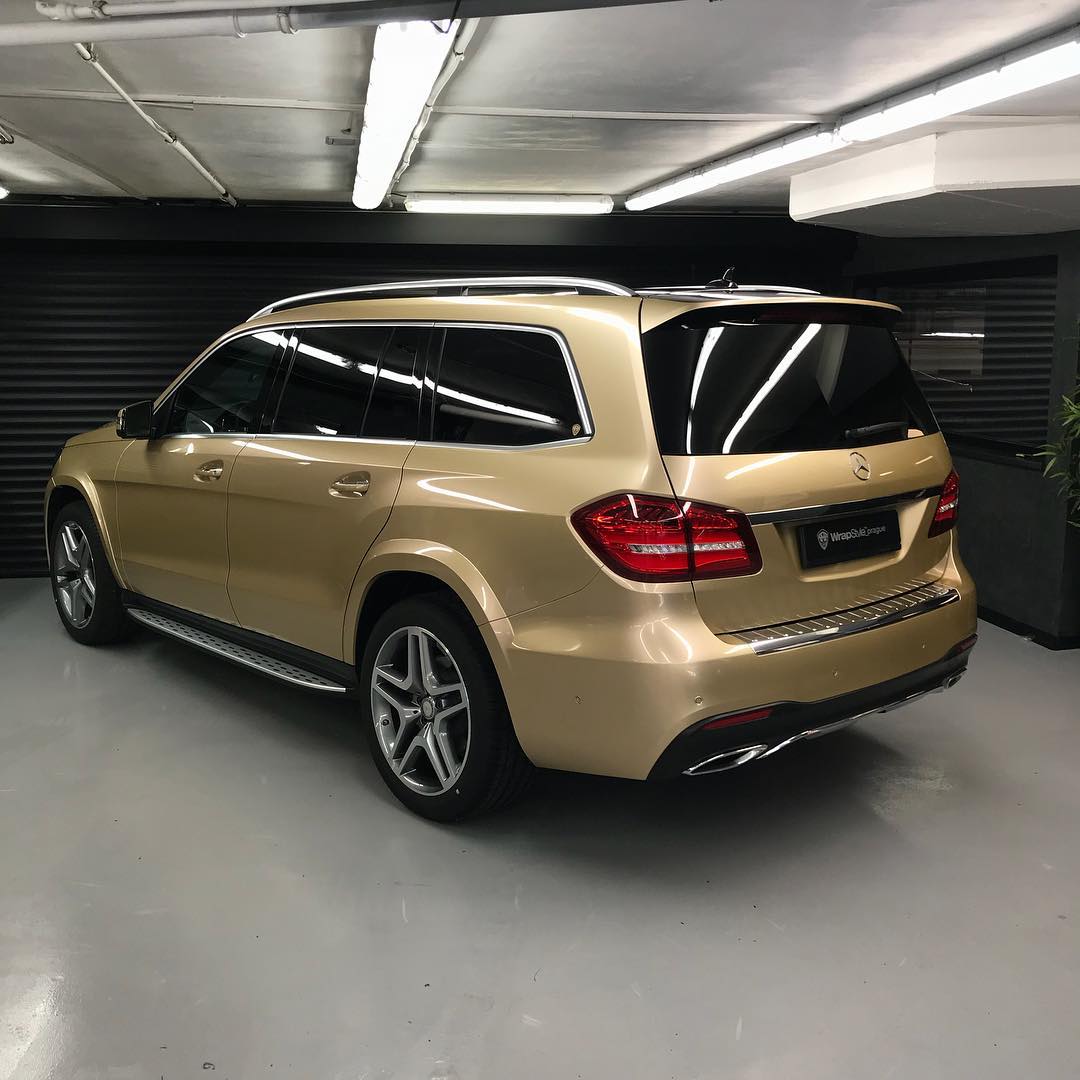 Benz GLS|Glossy Metallic Champagne Gold Vinyl Wrap|Eowrap