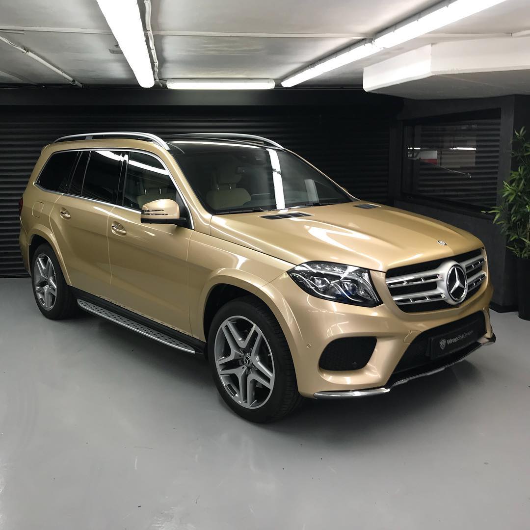 Benz GLS|Glossy Metallic Champagne Gold Vinyl Wrap|Eowrap