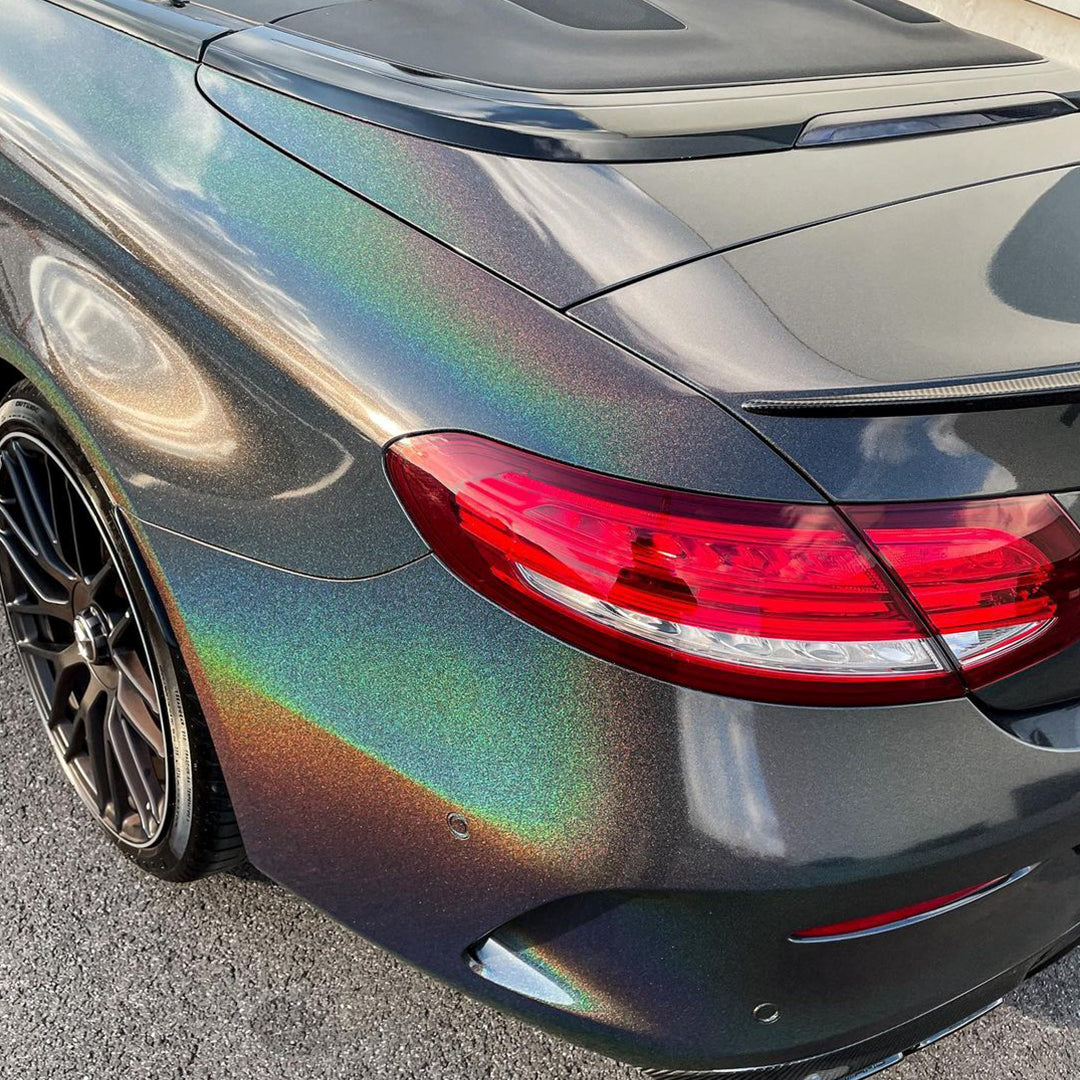 Benz|Rainbow Metallic Laser Black Vinyl Wrap|Eowrap