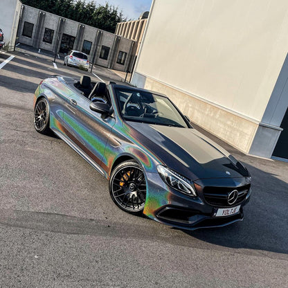 Benz|Rainbow Metallic Laser Black Vinyl Wrap|Eowrap