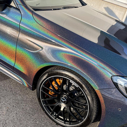 Benz|Rainbow Metallic Laser Black Vinyl Wrap|Eowrap