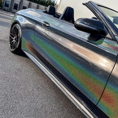 Benz|Rainbow Metallic Laser Black Vinyl Wrap|Eowrap