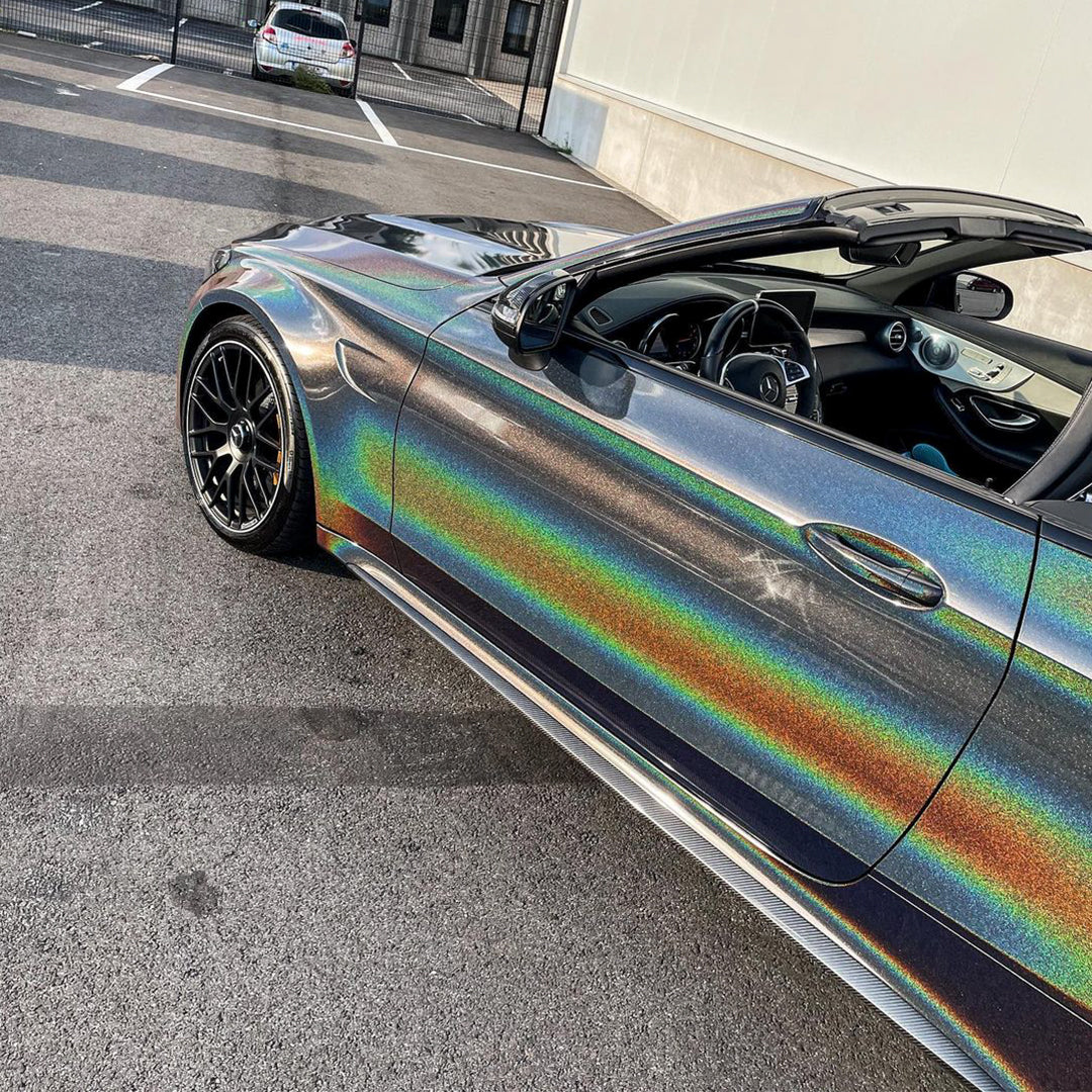 Benz|Rainbow Metallic Laser Black Vinyl Wrap|Eowrap