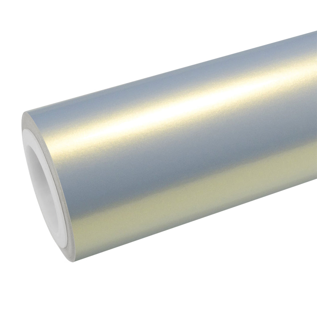 Candy Gloss Gray Gold Vinyl Wrap roll and finish view