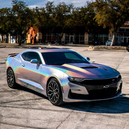 Chevrolet Camaro|Matte Rainbow Laser Silver Vinyl Wrap|Eowrap