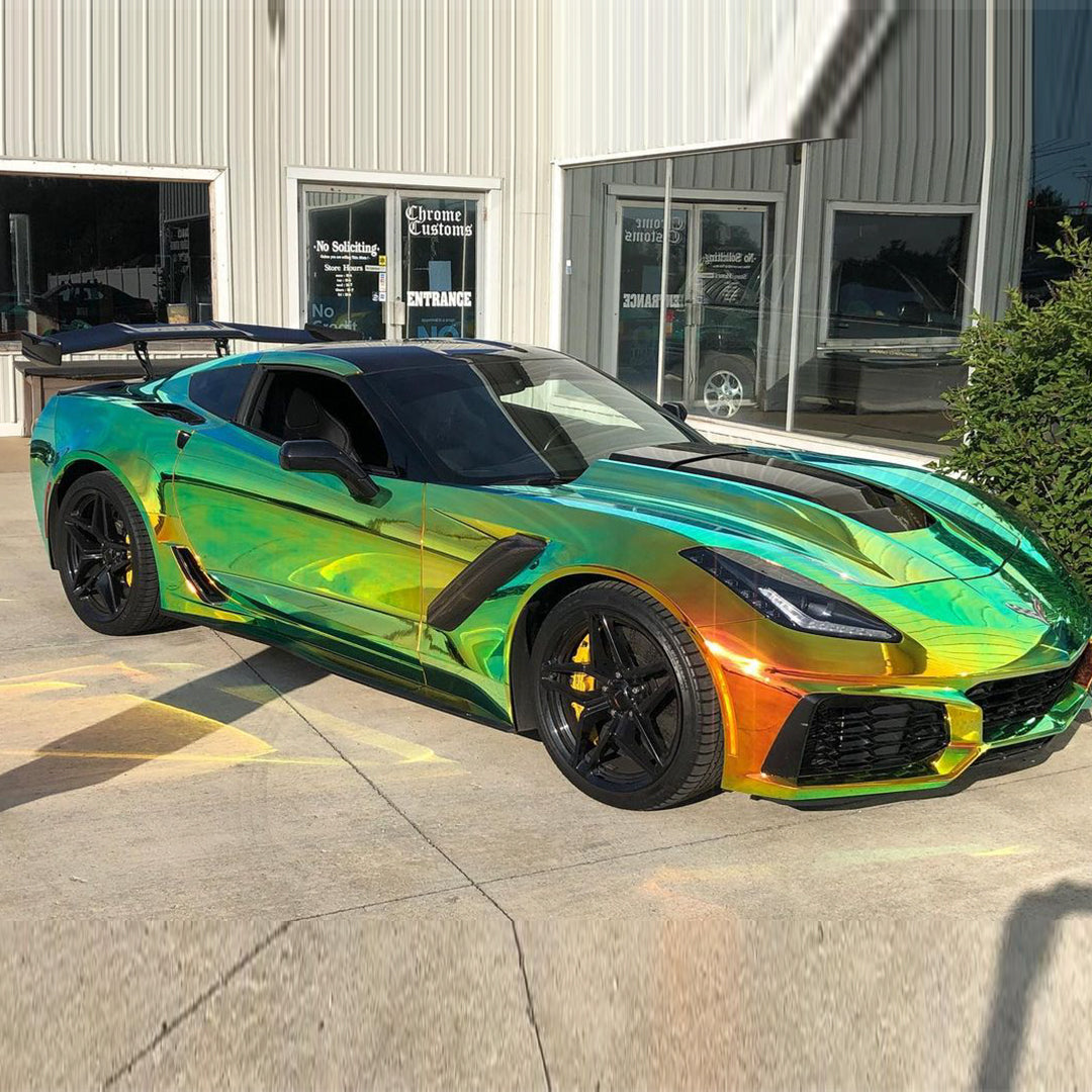 Chevrolet Corvette|Neon Chrome Black Vinyl Wrap Non-Stretchable|Eowrap