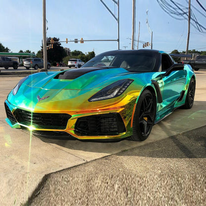 Chevrolet Corvette|Neon Chrome Black Vinyl Wrap Non-Stretchable|Eowrap