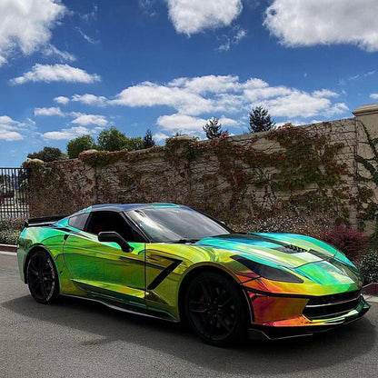 Chevrolet Corvette|Neon Chrome Black Vinyl Wrap Non-Stretchable|Eowrap