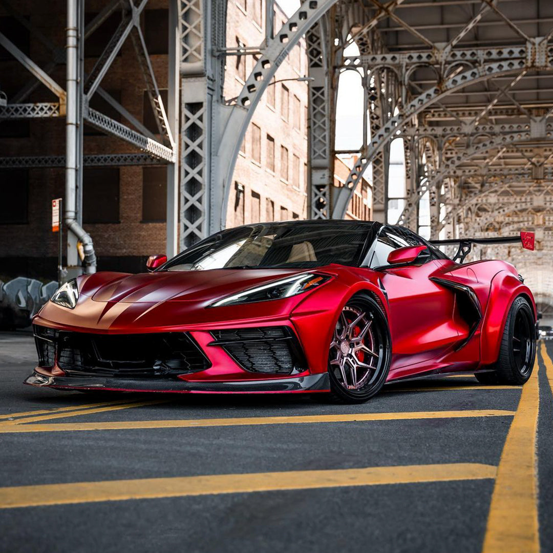 Chevrolet Corvette|Satin Chrome Prismatic Red Vinyl Wrap|Eowrap