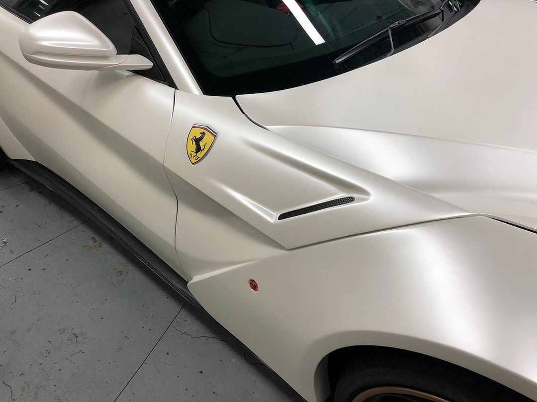 Ferrari F12|Matte Metallic Pearl White Vinyl Wrap|Eowrap