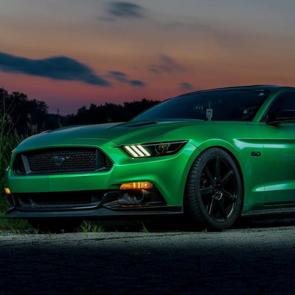 Ford Mustang|Glossy Metallic La Salle Green Vinyl Wrap|Eowrap