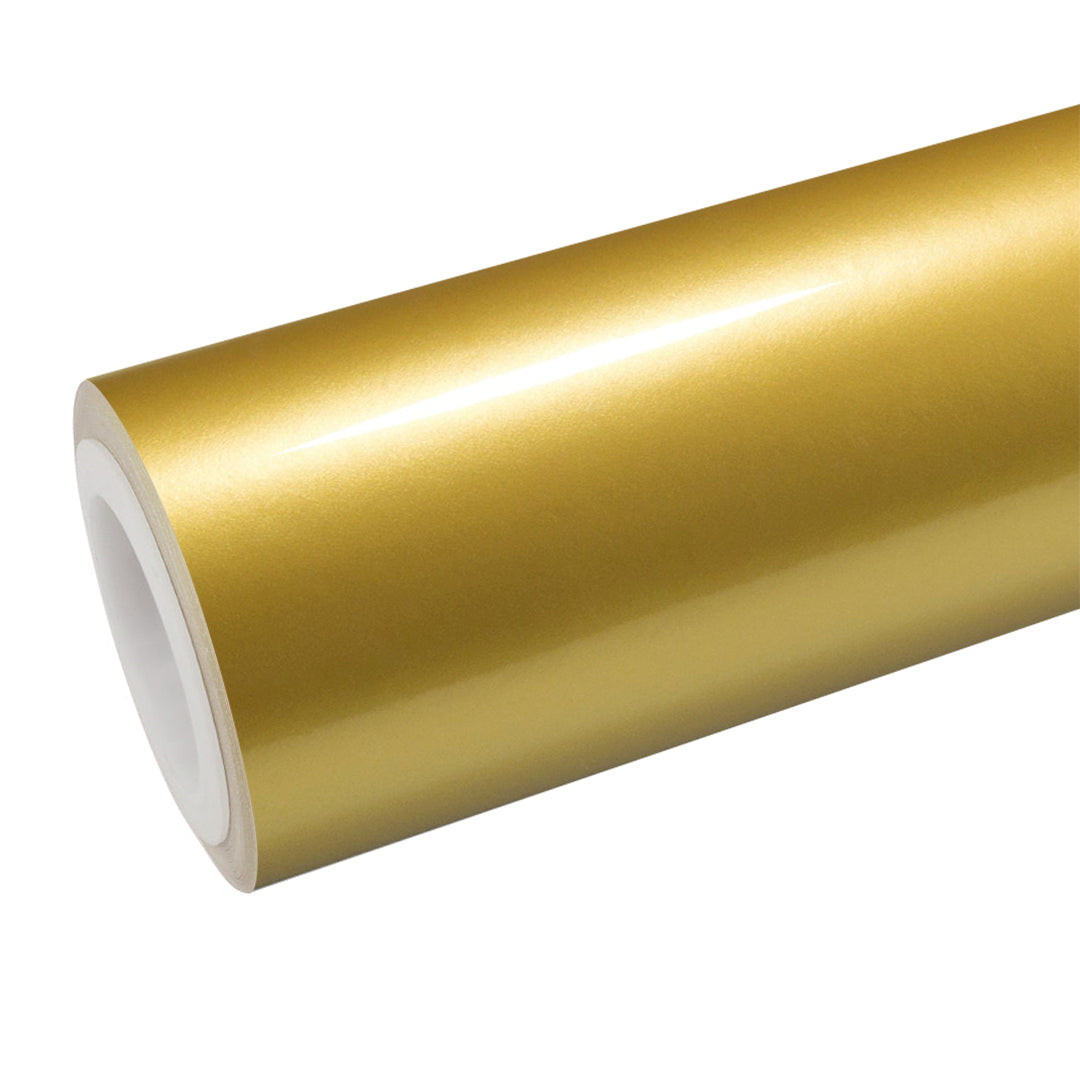 Gloss Gold Vinyl Wrap roll and finish view