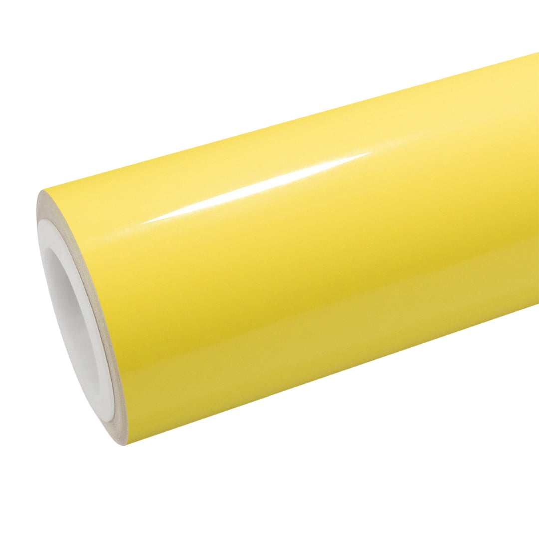 Gloss Light Yellow Vinyl Wrap roll and finish view