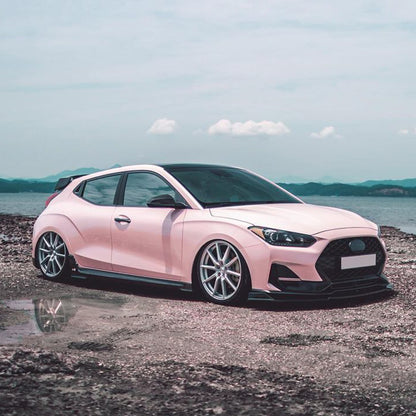 Hyundai Veloster|Super Glossy Pale Pink Vinyl Wrap|Eowrap