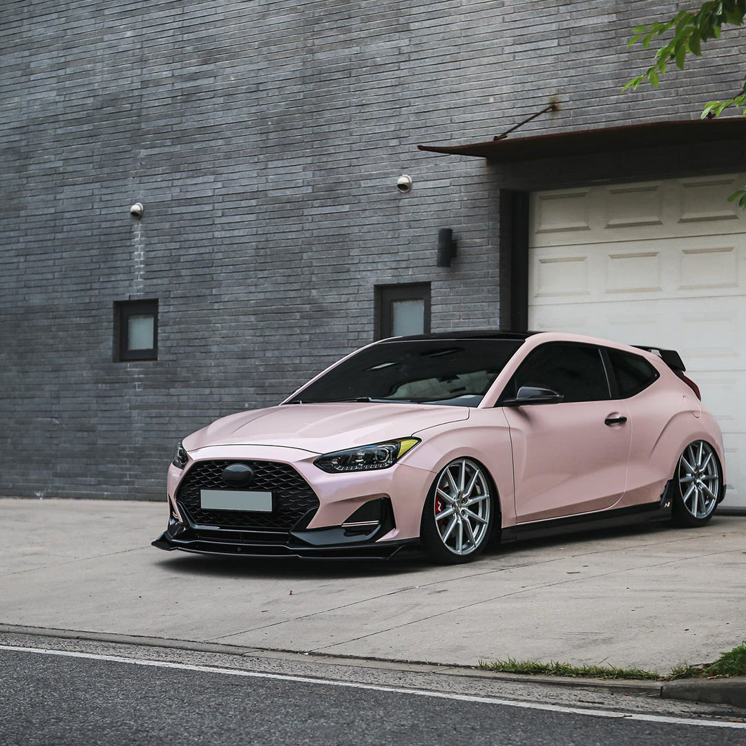 Hyundai Veloster|Super Glossy Pale Pink Vinyl Wrap|Eowrap