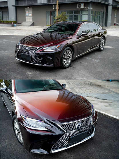 Lexus LS|Glossy Drift Black Red Vinyl Wrap|Eowrap