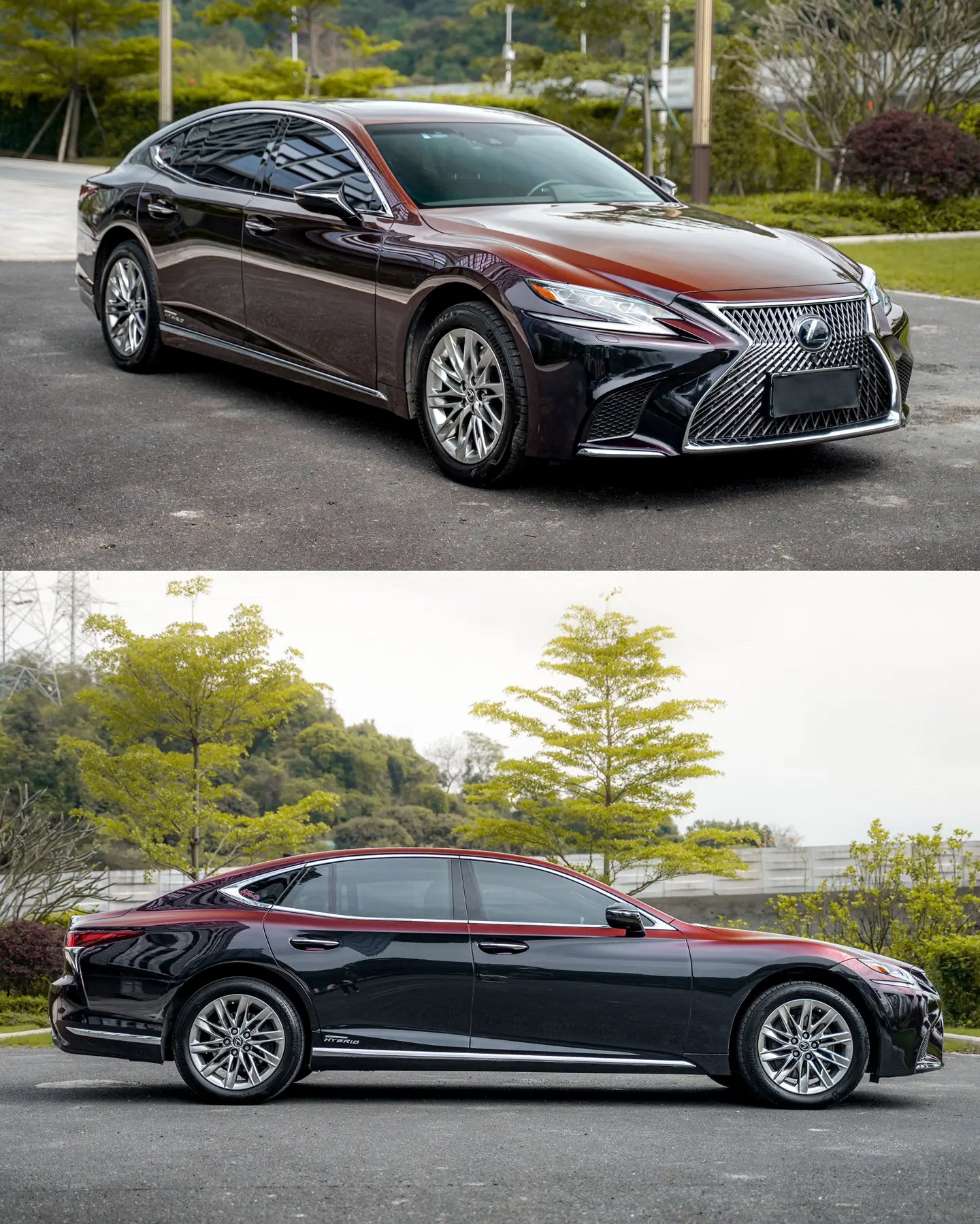 Lexus LS|Glossy Drift Black Red Vinyl Wrap|Eowrap