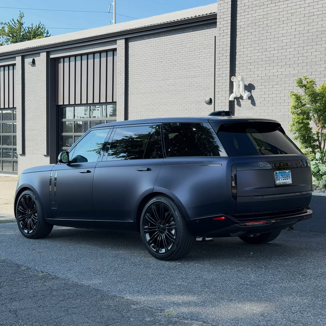 Matte Metallic Black Blue Vinyl Wrap