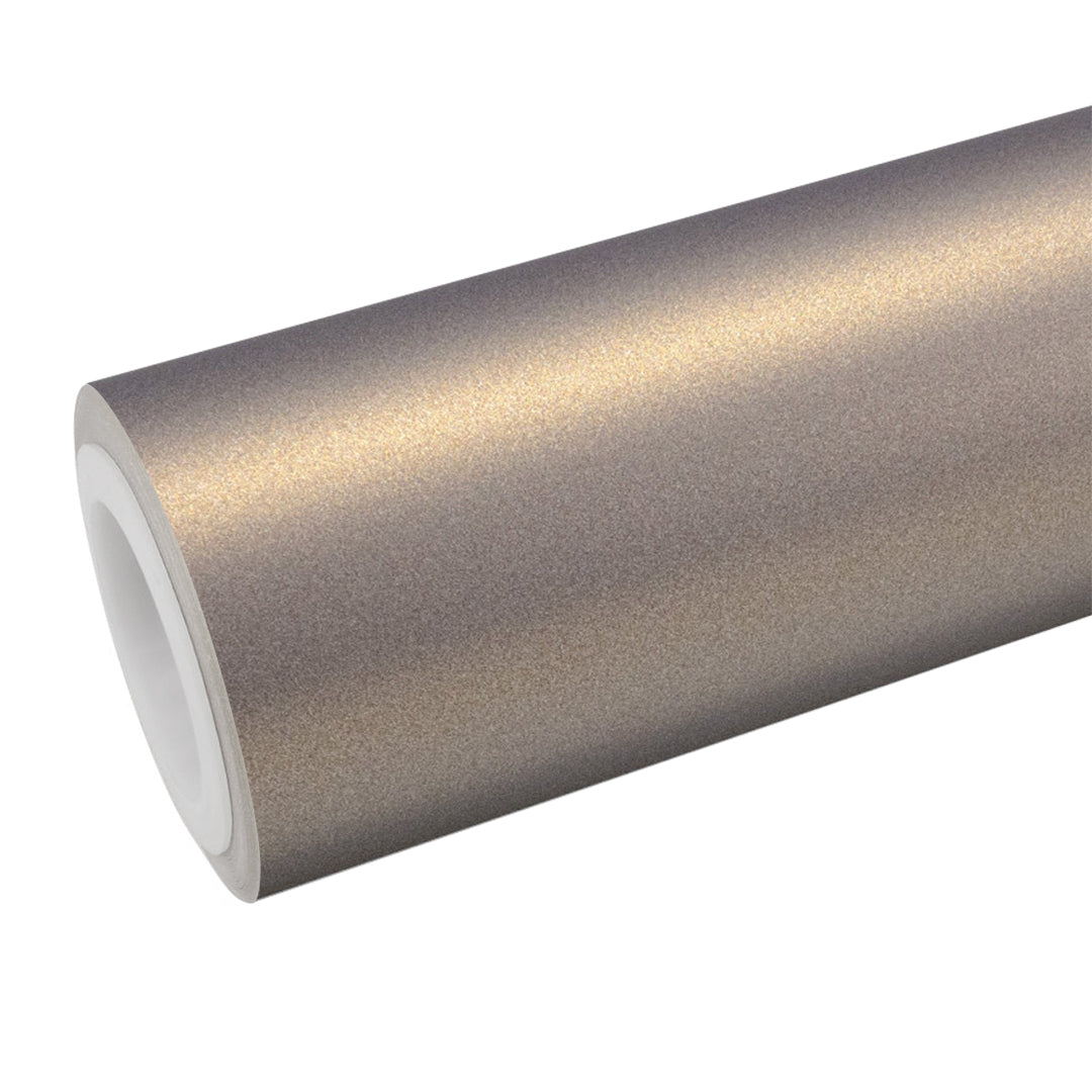 Matte Metallic Solar Bronze Vinyl Wrap roll and finish view