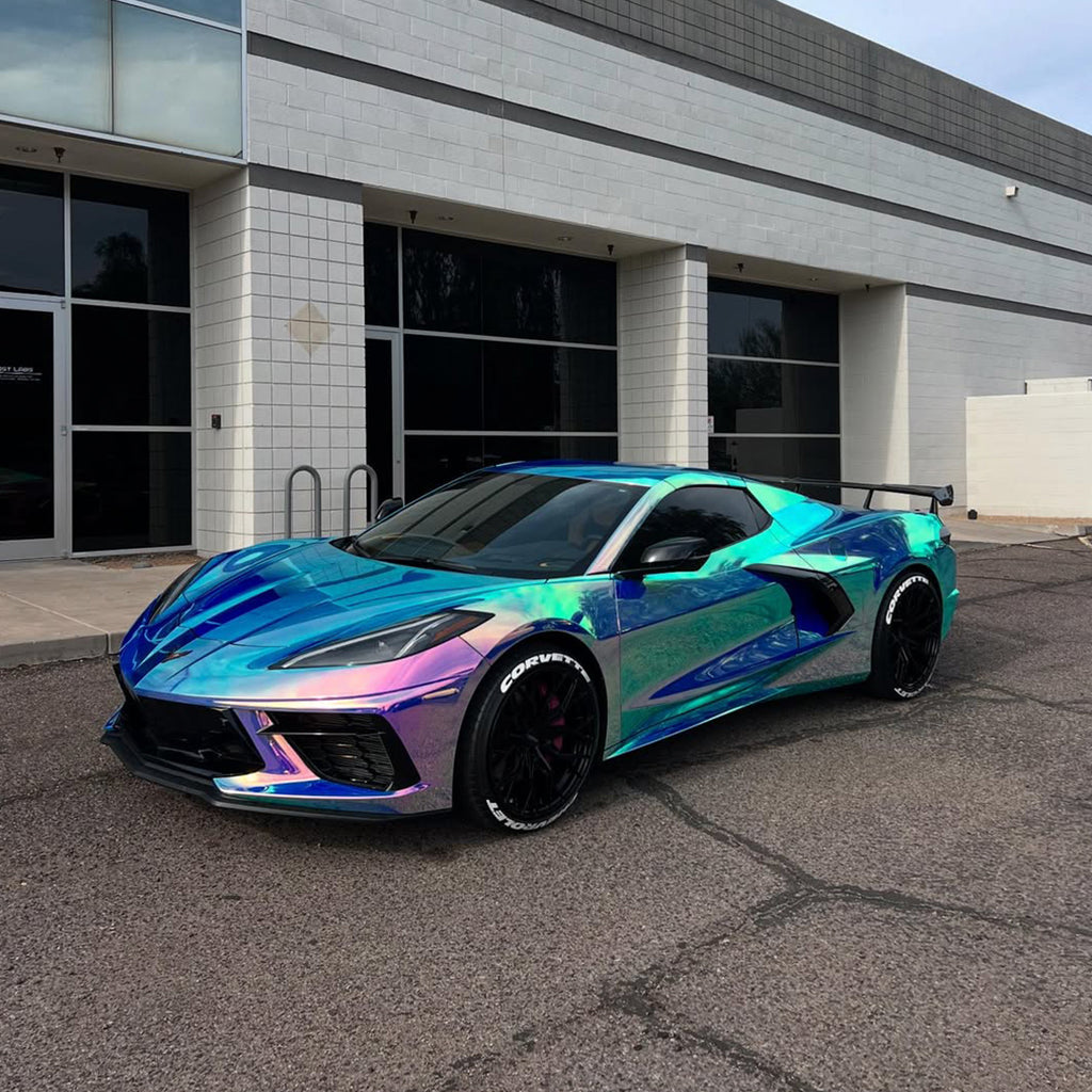 Mirror Rainbow Chrome Blue Vinyl Wrap