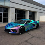 Mirror Rainbow Chrome Blue Vinyl Wrap
