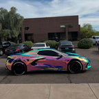 Mirror Rainbow Chrome Blue Vinyl Wrap