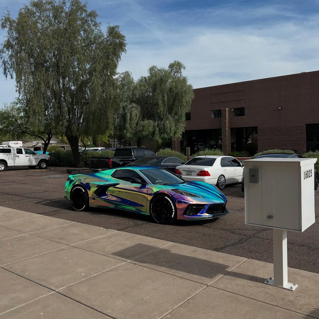 Mirror Rainbow Chrome Blue Vinyl Wrap