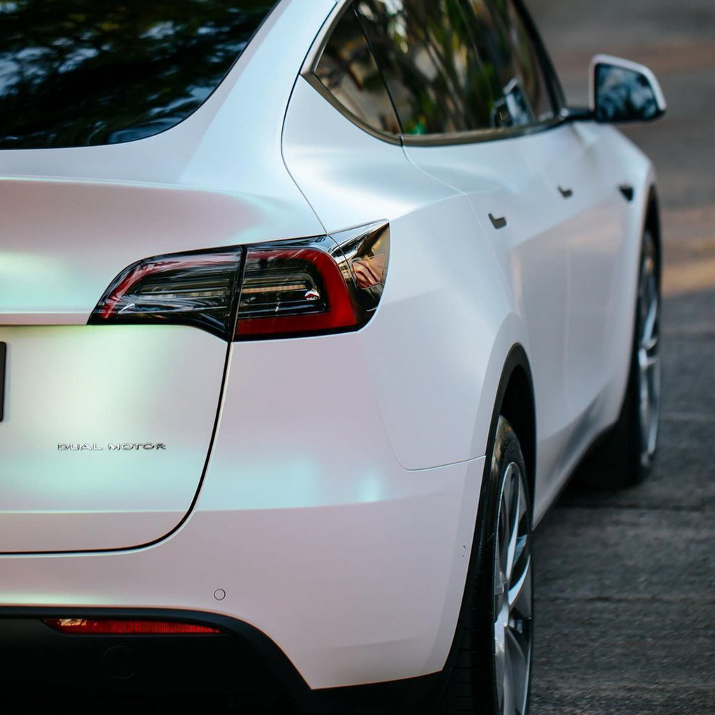ModelY|Glitter Metallic Matte Aurora White Vinyl Wrap|Eowrap