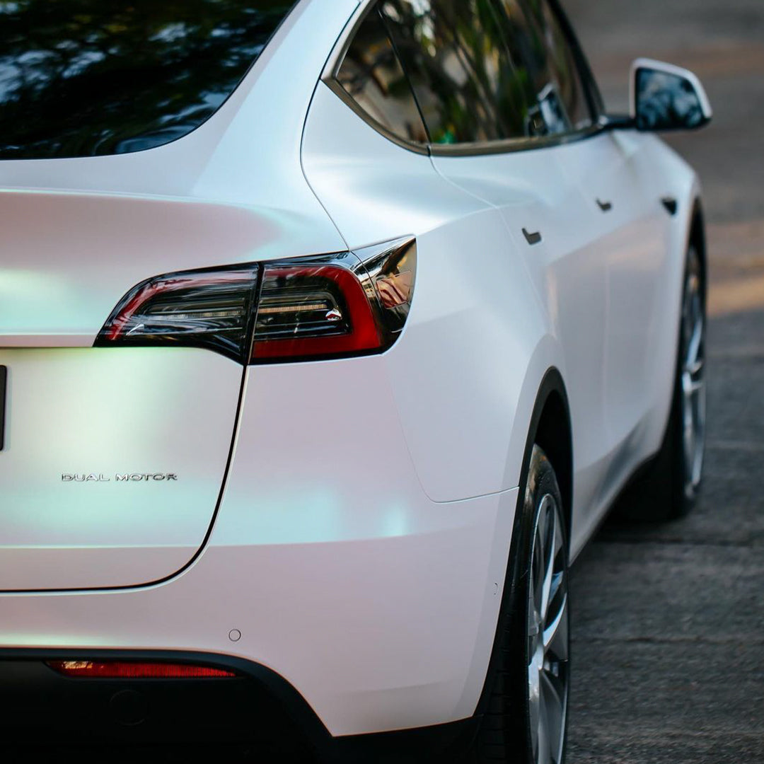 ModelY|Glitter Metallic Matte Aurora White Vinyl Wrap|Eowrap