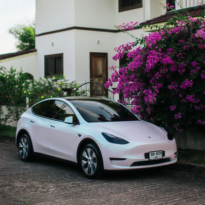 ModelY|Glitter Metallic Matte Aurora White Vinyl Wrap|Eowrap