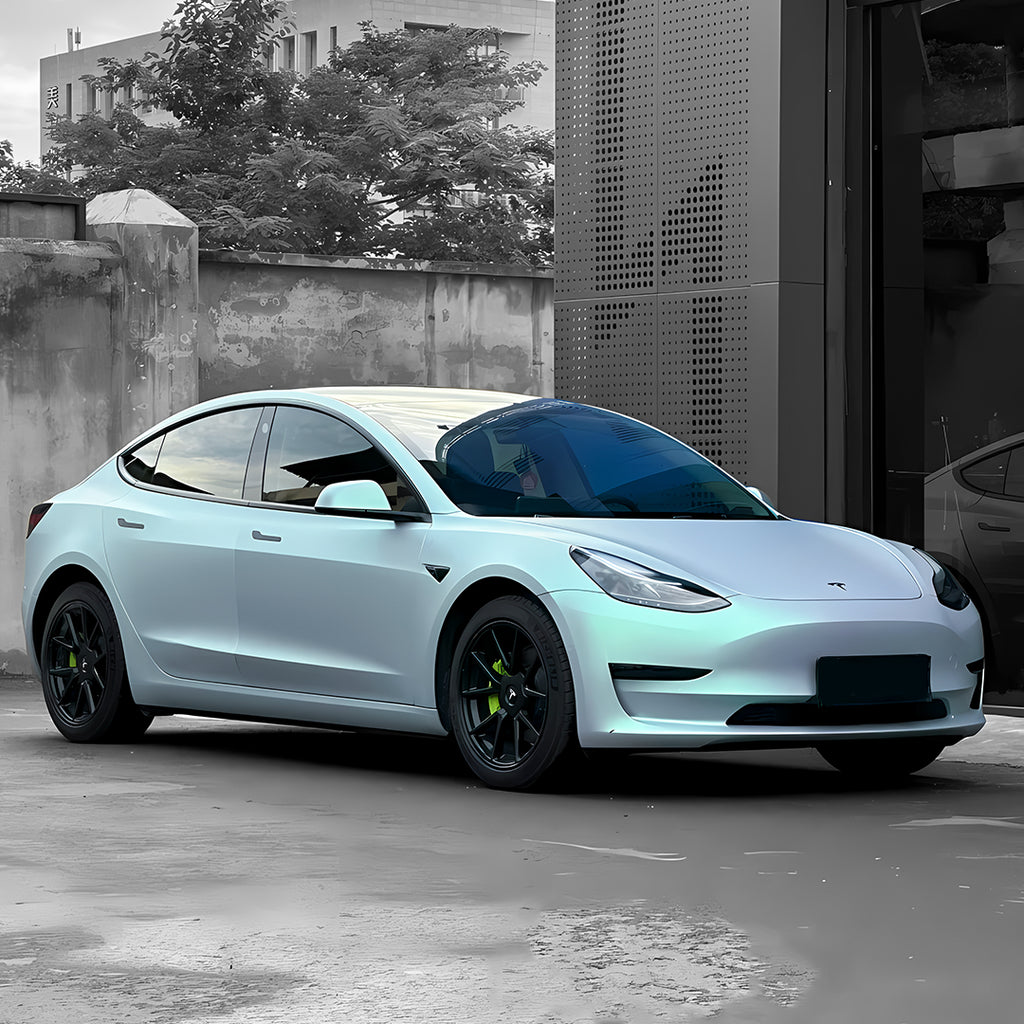 Tesla Model 3 | Matte Far Peak Green Blue Car Vinyl Wrap | Eowrap