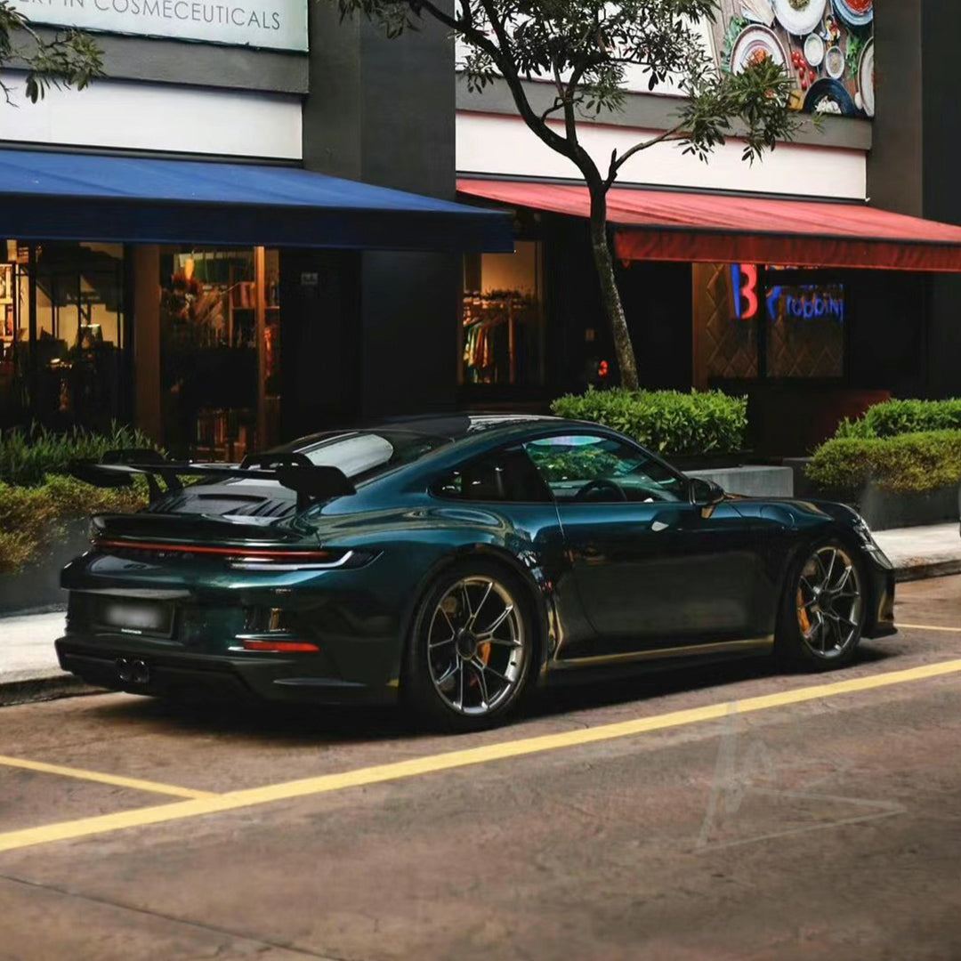 Porsche|Glossy Metallic British Racing Green Car Wrap|Eowrap