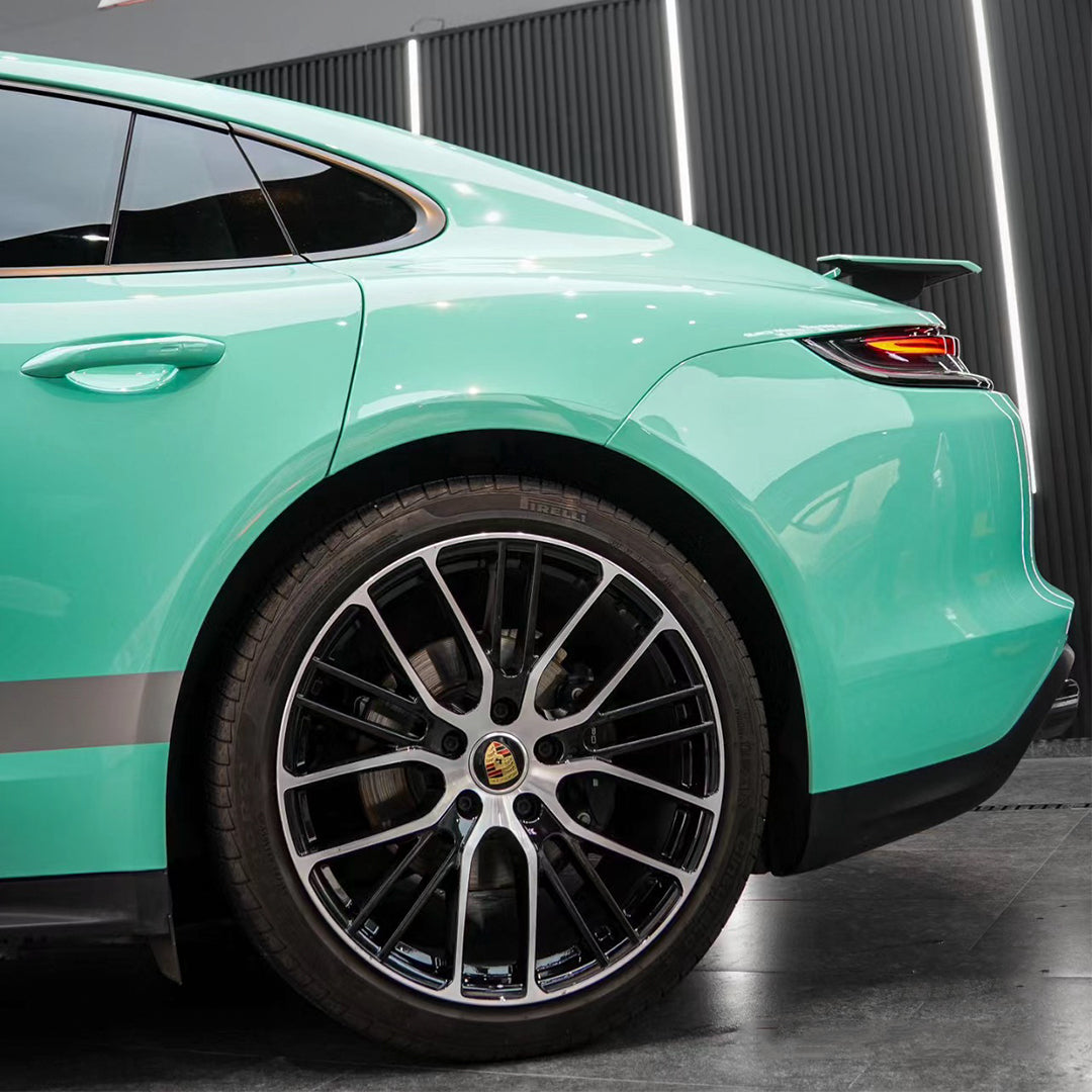 Porsche Panamera|Super Glossy Paris Green Vinyl Wrap|Eowrap