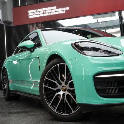 Porsche Panamera|Super Glossy Paris Green Vinyl Wrap|Eowrap