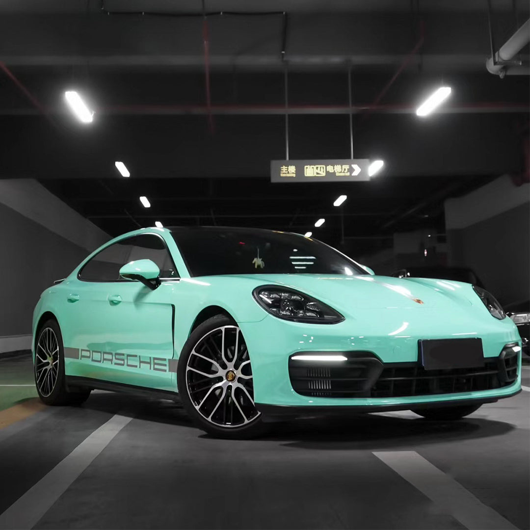 Porsche Panamera|Super Glossy Paris Green Vinyl Wrap|Eowrap