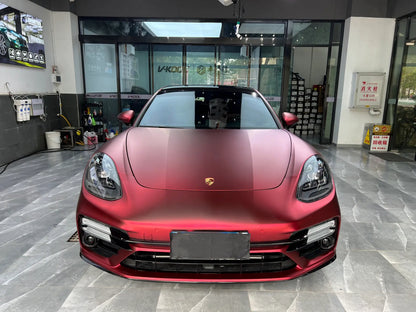 Porsche|Satin Chrome Romani Red Vinyl Wrap|Eowrap